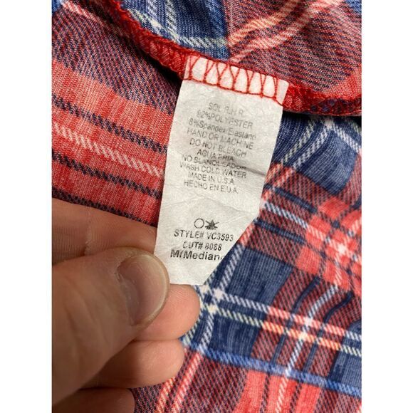 Red Plaid Bell Sleeve Crewneck Dress - Picture 2 of 4